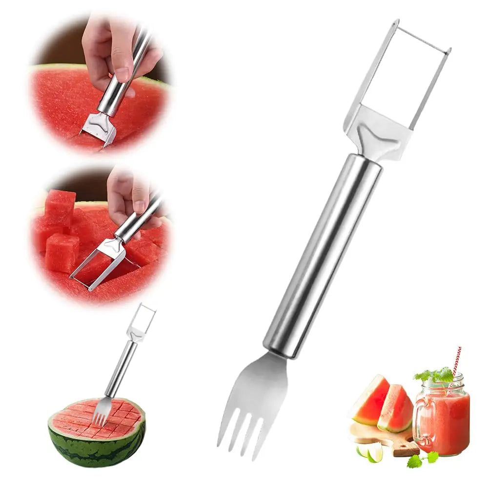 2024 Newest Kitchen Gadget Watermelon Slicer Watermelon Cutter Tool 2 in 1 Stainless Steel Fruit Cutter Watermelon Cutter