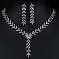 2022 New Arrival Wedding Jewelry Shiny Bridal Necklace Earrings Set Temperament Leaves Zircon Jewelry Set for Women Girls