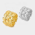 Fashion Personalized Brass Plated 18k Real Gold Wide Version Woven Rings Universal Jewelry Customization