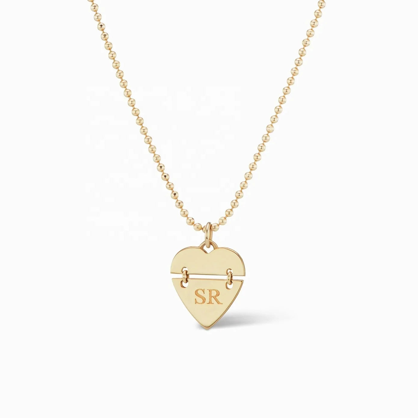 LOZRUNVE 925 Sterling Silver Gold Custom Solid Metal Plain Personalized Engrave Name Heart Pendant Necklace Jewelry