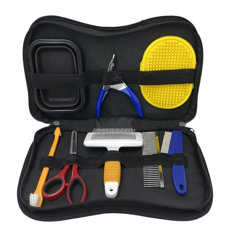 Factory Wholesale Multifunction 8 in 1 Portable Dog Grooming Set Cat Brush Kit Pet Cleaning Grooming Products