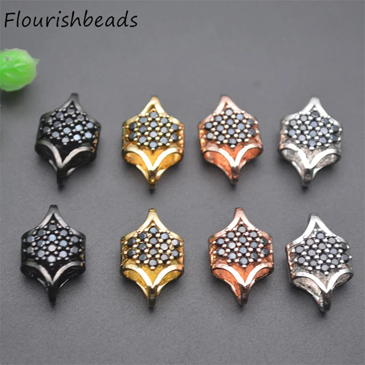 Fashion Style Anti Fading 18K Gold Plated Black CZ Pave Irregular Shape Spacer Beads for Jewelry Bracelet Making
