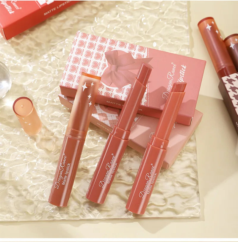 3pcs/set  Red Lip Tint Velvet Matte Lipstick Pen Female Makeup Bow Lipstick Moisturizing  Lip Liner Pen Cosmetics  Waterproof