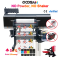 Big 60cm A1 Xp600 I1600 3Heads Roll to Roll No Powder DTF Uv Inkjet Printer Machine for T-shirt Jeans 3D Embroidery Effect