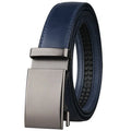 30MM Metal Click Adjustable Blue Cow Leather Men's Belts With No Holes