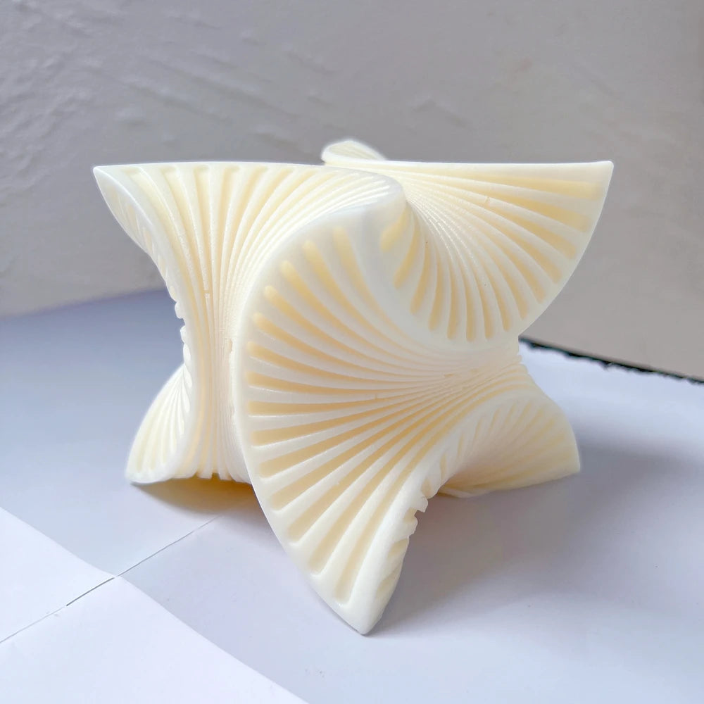 3D Geometric Spiral Twirl Silicone Molds Abstract Art Swirl Wax Mould Square Ribbed Square Candle Mold