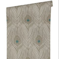 Made in Germany - Luxury Wallpaper rolls Feathers Brown Grey Blue Non Woven Vinyl Contract Wallpaper Design - 1005 x 053 m