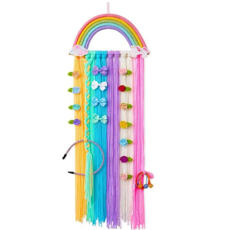 Genya Girls Rainbow Hair Bows Holder Decoration Wall Hanging Decor Hair Clips Hanger for Kids Room