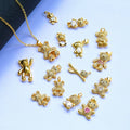 Wholesale Animal Bear Charm Pendant Chain Necklace Jewelry Brass Gold Plated Bling Diamond Crystal Heart Teddy Bear Necklace