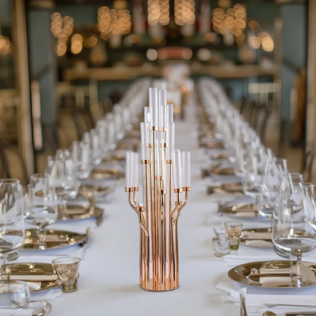 Wholesale Wedding Centerpieces Metal 16 Heads 48 Inch Gold Candlestick Holder Candeabra for Wedding Table Decoration