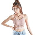 Girl's Comfortable Cross Back Wrapping Chest Thread Hollow Yoga Sport Micro Gathering Underwear Top with Pad Without Steel Ring