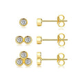 Fashion 925 Sterling Silver Jewelry Small Simple Round Zircon Gold Plated Stud Earrings Set for Women