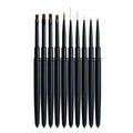 New Nails Tool Custom Logo Metal Handle New Design Drawing Painting Liner UV Gel Manicure All Black Nail Art Brush