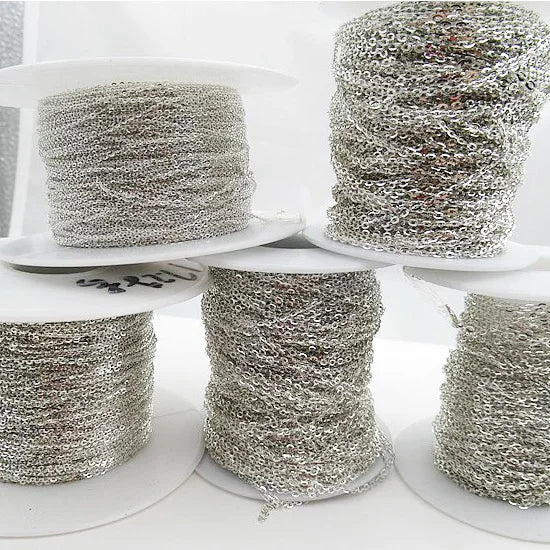 Wholesale Solid 925 Sterling Silver O Shape Cable Chain for DIY Jewelry Making Bracelet Anklet Necklace Earring Craft Supplies