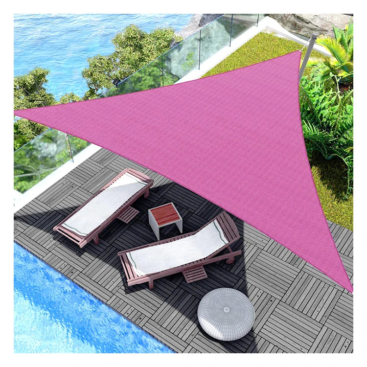 2025 Summer Beach Pink Polyester Waterproof Outdoor Awning Sun Shade Sail Triangle 3x3x3m Waterproof Uv Block