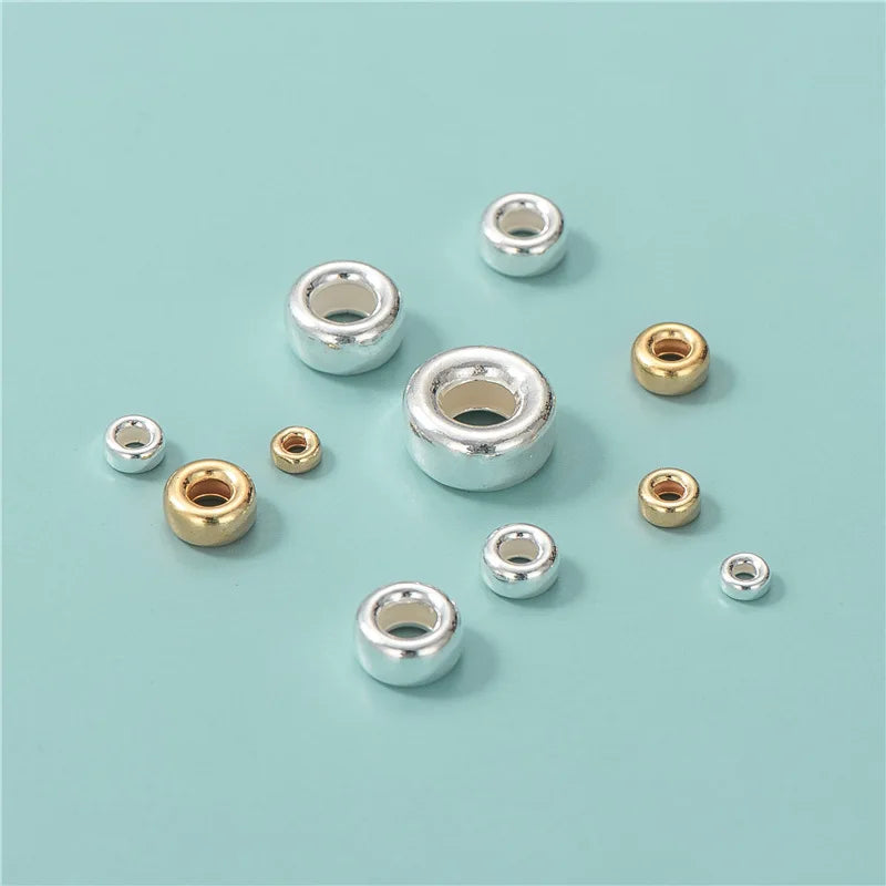 3mm-10mm 925 Sterling Silver Gold Plated Round Spacer Bead Wheel Beads for Bracelet Necklace Jewelry Making Kit