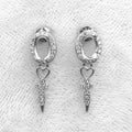 Sterling Silver 5*7mm Semi Mount Stud Eardrops Empty Frame Support Blank Setting S925 Base Without Center Stone DIY for Inlay