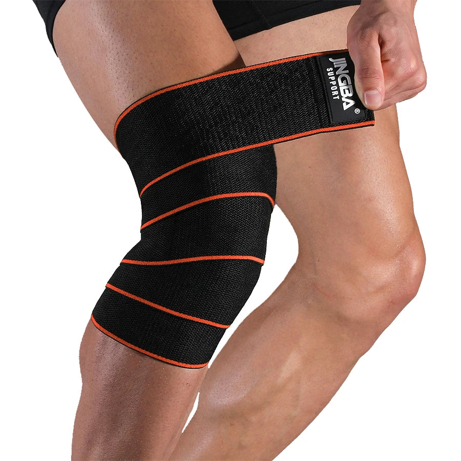 JINGBA One-Size Elastic Knee Support Brace Manufacturer's Wholesale Polyester Bandage for Muscle Pain Relief Lifting Tennis