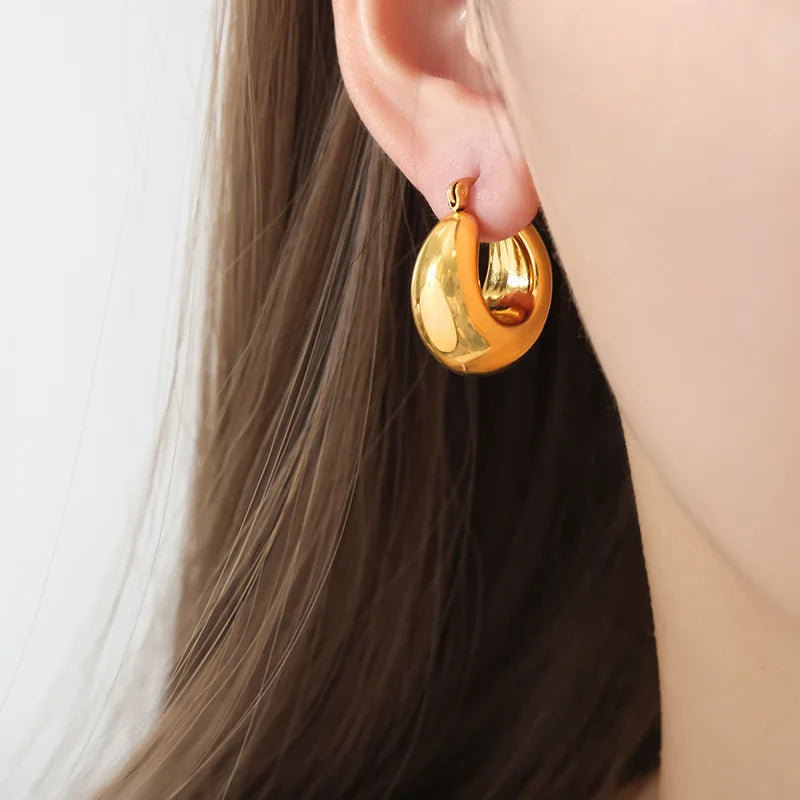 French Retro Metal Niche Personality Temperament Entry Simple C Shaped Gold Ear Clips Earrings for Women Non Tarnish Nickel Free