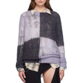 Women's Custom Vintage Design Spring Casual Sweater Regular Sleeves Semi-Sheer Open Knit Purple Gray Standard Acrylic Front