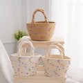 2024 Wholesale Women's Cotton Woven Tote Handbag Large Capacity Shoulder Shopping Basket with Dual Handles Letter Decoration