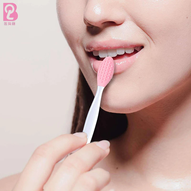 Beiqili Double-Sided Mini Silicone Nose & Lip Scrub Brush-Sturdy & Durable Facial Cleanser Tool (15cm)
