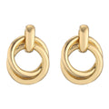 AA00915 Women Club Gold Tone Double Twist Hoop Earrings Polished Small Double Circle Round Tube Hoop Earrings