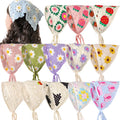 Handmade Triangle Knitted Flower Strawberry Headscarf in Popular French Pastoral Style Cotton Crochet Headband for Outdoor Use