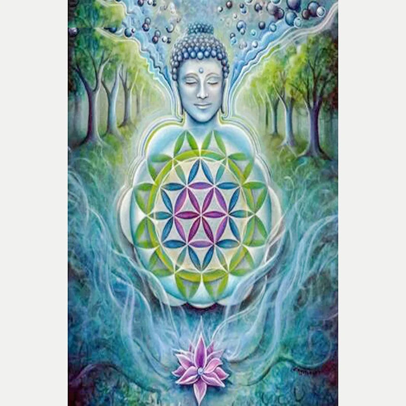 30*40cm 5d Diy Diamond Painting Buddha and Lotus Flower Diamond Embroidery Needlework Rhinestone Modern Decoration