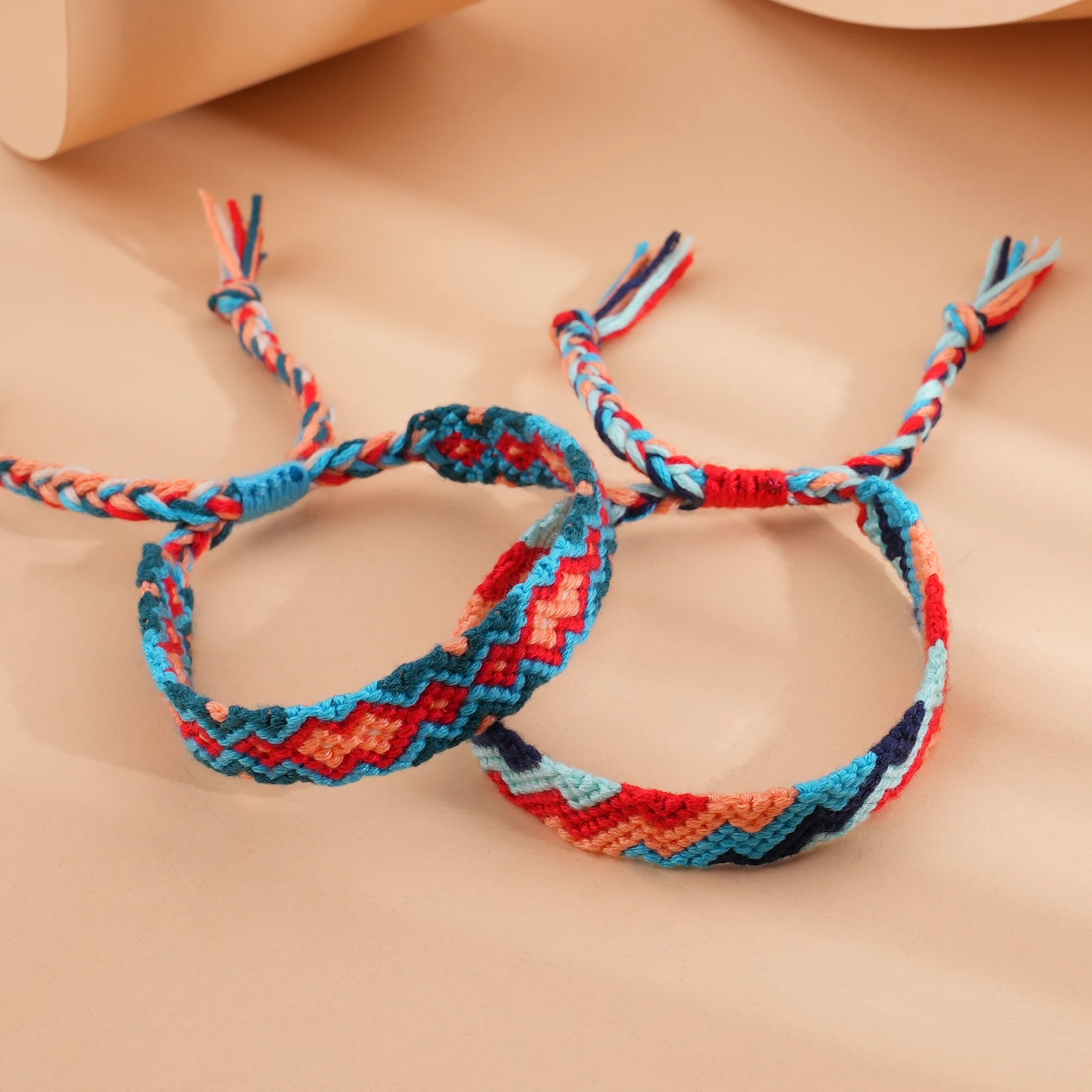High Quality Hand Made Jewelry Rainbow Ethnic Boho Cotton Vintage Woven Rope Bracelet