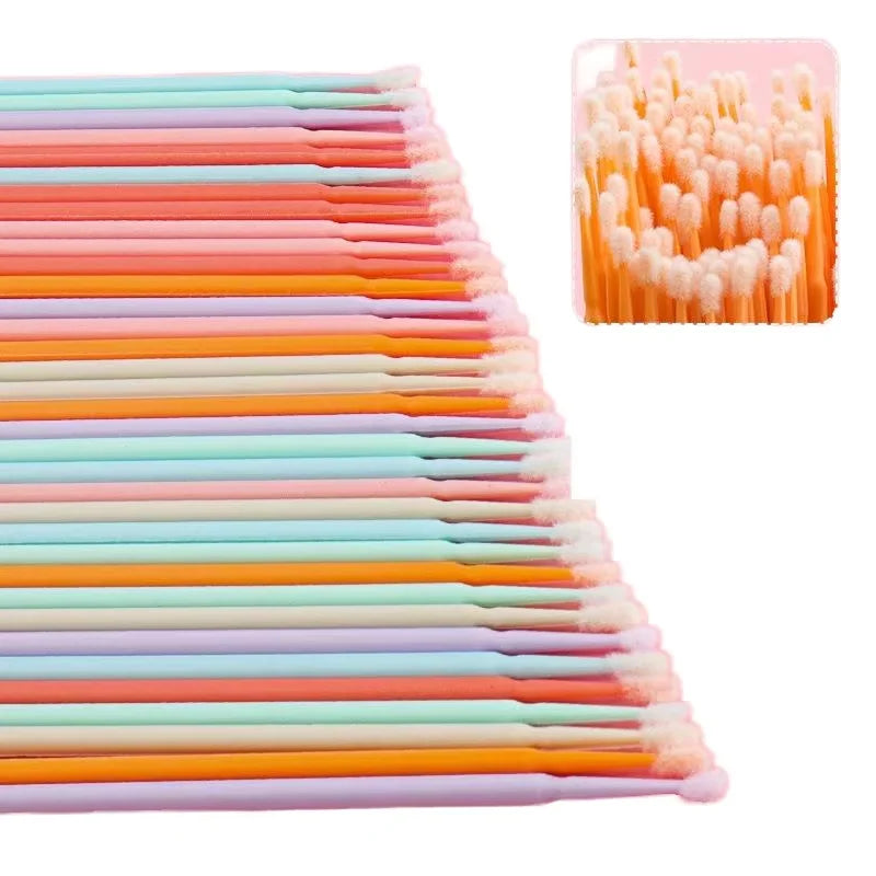 Bulk Disposable Silicone Nylon Lash Micro Bendable Microfiber Tips for Eyelash Extension Supplies Eyebrow Microblading Tools 100