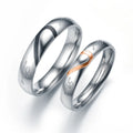 5mm Waterproof No Fade Heart Wedding Couple Ring Stainless Steel Black Enamel Half Heart Promise Rings