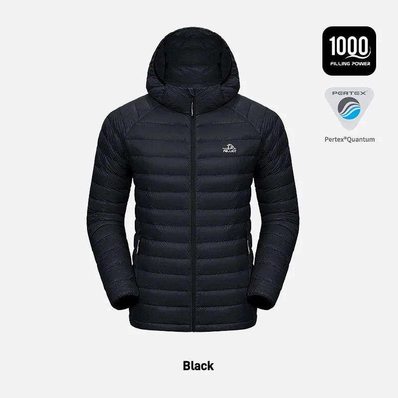 For Pelliot Men's Casual Outdoor Ultralight DWR Goose Jacket A/W 1000 Fill XL Size PERTEX Quantum Fabric Zipper for Plus Size"