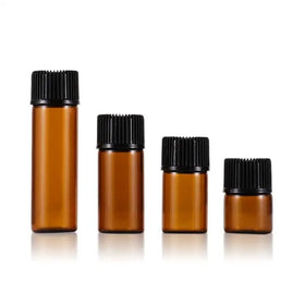 Essential Oil 1ml 2ml 3ml 4ml 5ml 1/4 Dram Amber clear Blue Glass Vial Bottles With Orifice Reducer &Black Cap