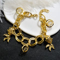 NEW Arrived Goldfish and Ball Zircon 14k Gold Plated Link Chain Charm Bracelet
