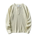Custom logo Henry Neck Men's t Shirt Soft Cotton Blend Waffle Three Buttons Long Sleeve t Shirts