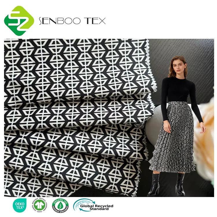 165gsm 97% Cotton 3% Spandex Woven Poplin Fabric Combed Yarn Plaid Printed Used for Modern Pleated Midi Skirt