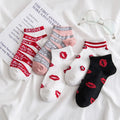 Wholesale Trending Valentine's Socks With Red Lips Novelty Love Cotton Ankle Socks for Women