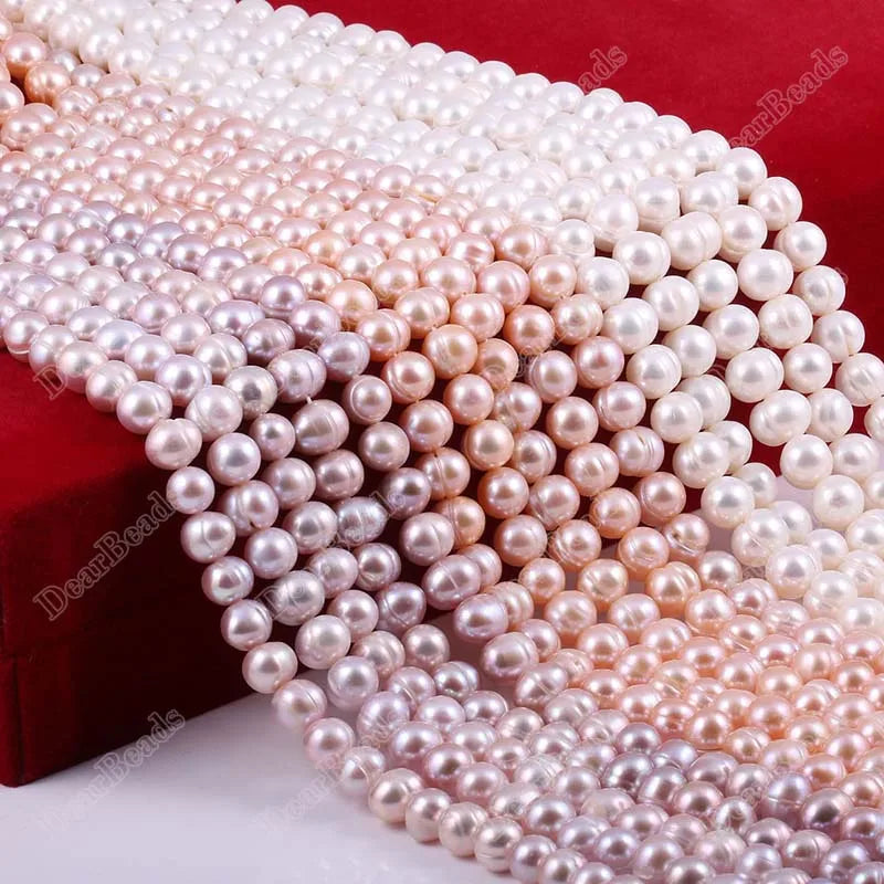 A Grade Natural Cultured Freshwater Colourful Potato Genuine Loose Pearl Beads for DIY Jewelry Making White Pink Purple 12mm