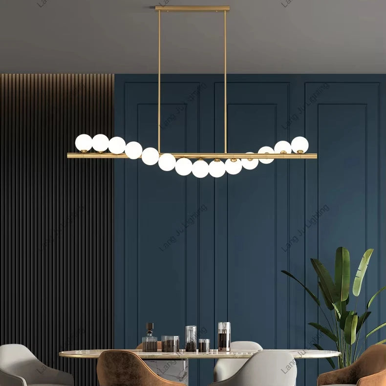 Factory Price Simple Modern Chandelier Luxury Glass Lamp Ball for Restaurant Kitchen Highland Long Strip Chandelier for Home