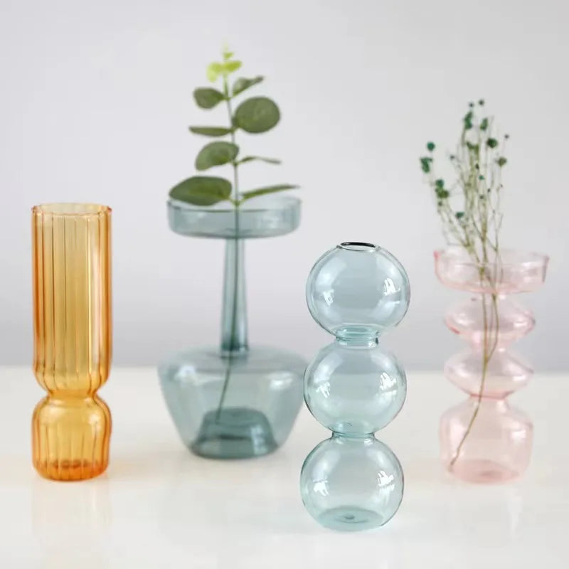 Home Desk Decoration Crystal Vases Interior Hydroponic Flower Stained Vase Glass for Living Room Desktop