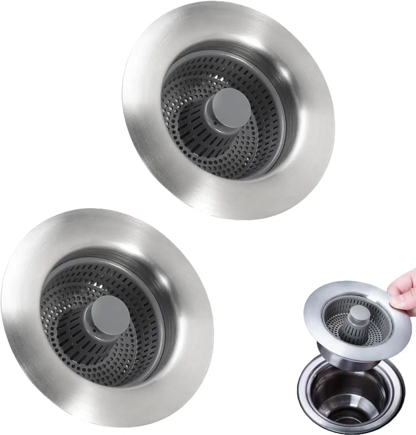 Universal 3-in-1 Stainless Steel Kitchen Sink Aid Plug Water Leakage Proof Pop-up Plug Sink Sealing Strainer Drain Filter