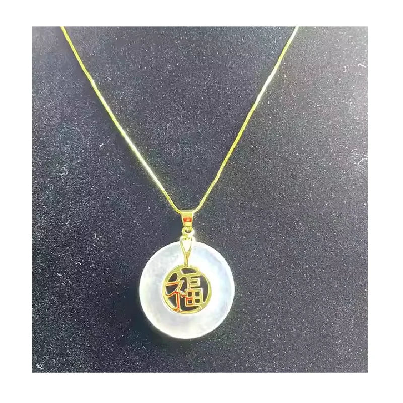 Best Selling Other Christmas Decorations Peace Buckle Jade Pendant Round Jade Necklace Donut Pendant Pinkwomen Lucky Charms