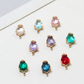 Shiny Brass Gold CZ Colored Crystal Rhinestone Teardrop Connector Charm for Jewelry Making Supplies