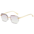 Rimless Diamond Sunglasses Women Vintage Rectangle Sun Glasses Female Shades Rhinestone Square Eyewear Gradient Colors