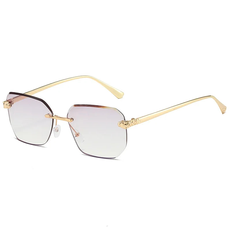 Rimless Diamond Sunglasses Women Vintage Rectangle Sun Glasses Female Shades Rhinestone Square Eyewear Gradient Colors