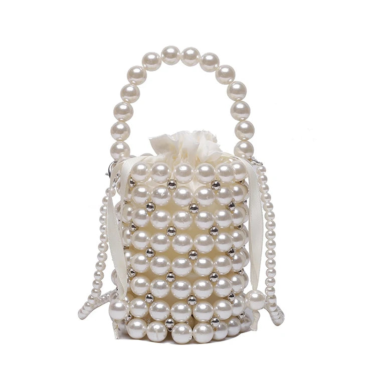 Wholesale Fashion Beautiful Handmade Beaded Handbag Women Clutch Purse Lady Pearl Evening Bag PVC Polyester Single Shell Fine