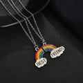 Creative Separable Initial BFF Necklace 2pcs Sweet Best Friends Forever Rainbow Charm Necklace Set for Girls Couples