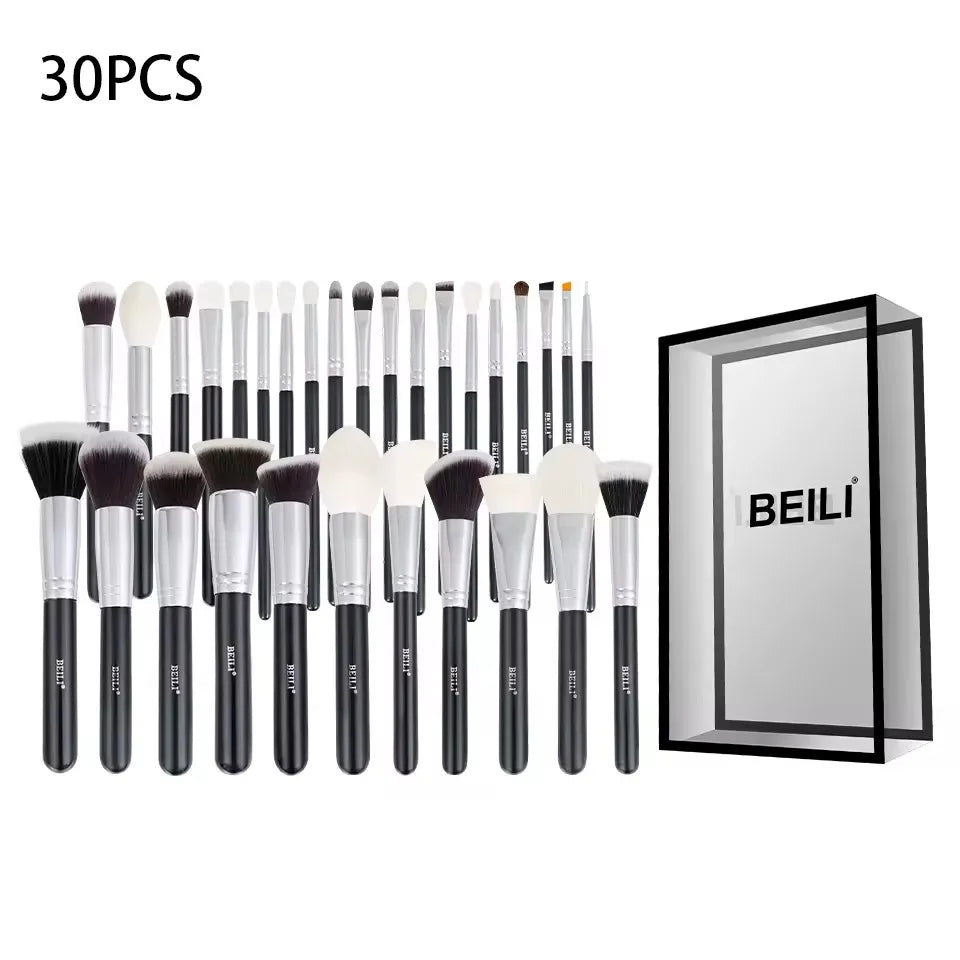 For Professional 30Pcs Eco-friendly Wooden Handle Synthetic Hair Makeup Brush Set Shaving Brush Skin-friendly for Lady Face