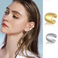 RINNTIN CL07 1 Piece 925 Sterling Silver Ear Clip Earings 18K Gold Plated Non-Piercing Helix Cartilage Cuff Earrings